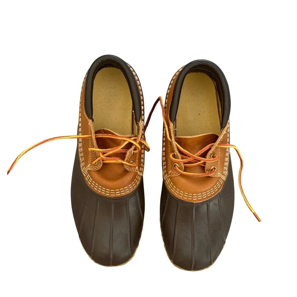 L.L.Bean Bean Boots Brown Leather Duck Boots Made in USA Lace-Up Mens size 8‎